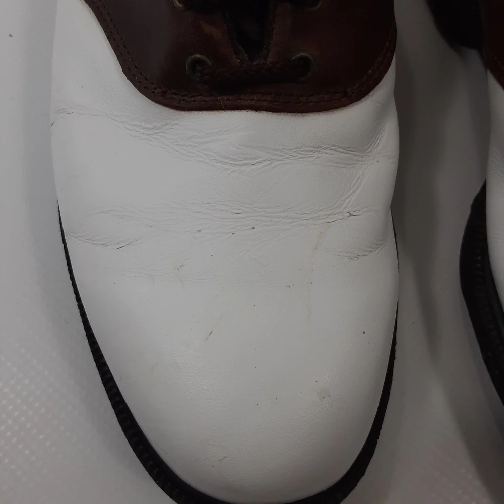 Footjoy Size 7.5M Brown and White Comfort Golf Cleats Shoes